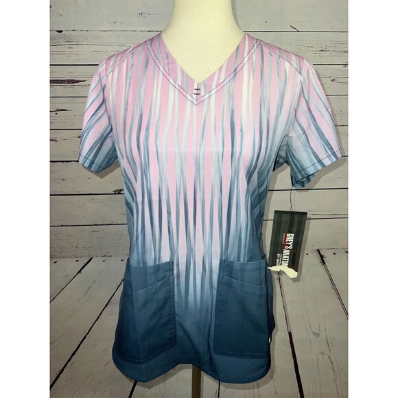 NWT Greys Anatomy Barco Scrub Top Shirt XS Extra Small Spandex‎ Stretch Nursing - Picture 1 of 7